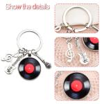 Xiyantiji Vinyl Record Keychain for Music Lovers - Cool Punk Birthday Christmas Gifts for Musicians Composers - Guitar & Music Note Pendant Key Chain