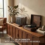 ZICOTO Decorative Vinyl Record Storage For Up to 75 Single Records – Sturdy LP Holder Stand Organizes All Your Favorite Classic, Oldies, or Recent Hit Albums in Style