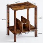 LELELINKY 2-Tier Record Player Stand with Vinyl Record Storage up to 100 Albums, Bedroom Record Holder and Multi-Functional End Table for Living Room, Brown