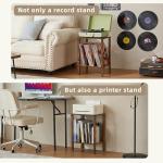LELELINKY 2-Tier Record Player Stand with Vinyl Record Storage up to 100 Albums, Bedroom Record Holder and Multi-Functional End Table for Living Room, Brown