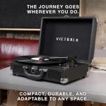 Victrola Journey Bluetooth Portable Suitcase Record Player – with Built-in Speakers, 3 Speed Vinyl Record Player, RCA Out, Headphone Jack (Smoky Blue)