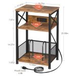 AMHANCIBLE Record Player Stand with Charging Station, Turntable Stand with Storage Cabinet, 3 Tier End Table Hold Up to 100 Albums, Record Table for Vinyl, Living Room, Rustic Brown, HETCD01BR-1