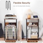 AMHANCIBLE Record Player Stand with Charging Station, Turntable Stand with Storage Cabinet, 3 Tier End Table Hold Up to 100 Albums, Record Table for Vinyl, Living Room, Rustic Brown, HETCD01BR-1