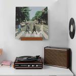 YuanDian Light up Now Playing Vinyl Record Stand Wall Mount, Now Spinning Record Player Stand, Wooden Acrylic Holder for Vinyl Album Display and Storage with Warm White Color Lights