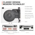 Vinyl Record Player with Built-in Speakers 3-Speed Vintage Record Player Support Treble& Bass Control, 3.5mm Headphone Jack, RCA-Out/Aux in, Belt-Driven LP Turntable,White Rose Gold