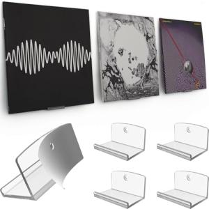 Modern JP Adhesive Vinyl Wall Mount (4-Pack) – Strong Hold Record Holder Wall, Record-Safe Easy Installation, Album Wall Mount for 1LP and 2LP – Clear