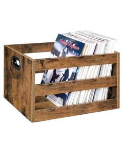 CHOEZON Vinyl Record Storage Crate, Record Storage Holder, Vintage Wood File Storage Organizer, Cube Photo Album Storage Box, for Albums, Files, Photo Albums, Rustic Brown MCW01FG