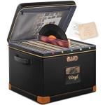 DEEGO Vinyl Record Storage Box with Lock, Fireproof & Water-Resistant Record Album Storage for 150+ 12-Inch LPs, Sturdy Record Case with Side & Bottom Support Panels, Gifts for Record Collectors