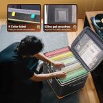 DEEGO Vinyl Record Storage Box with Lock, Fireproof & Water-Resistant Record Album Storage for 150+ 12-Inch LPs, Sturdy Record Case with Side & Bottom Support Panels, Gifts for Record Collectors