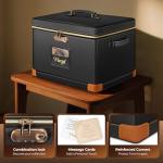 DEEGO Vinyl Record Storage Box with Lock, Fireproof & Water-Resistant Record Album Storage for 150+ 12-Inch LPs, Sturdy Record Case with Side & Bottom Support Panels, Gifts for Record Collectors