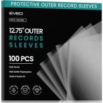 EVEO 100 Vinyl Record Sleeves Outer – Crystal Clear Outer Vinyl Sleeves LP Album Covers 12.75"x12.75" | Perfect Fit Protective 3 Mil Protection for Single & Double LPs - Archival Quality