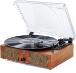 Vinyl Record Player Bluetooth Vintage 3-Speed Portable Turntables with Built-in Speakers, Belt-Driven LP Player Support USB Input AUX-in RCA Line Out