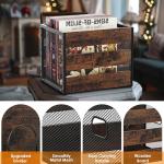 DOLALIKE Vinyl Record Storage, Vintage Wood Album Holder with Dividers for 100+ Records, Box Case Crate for Books, Magazines, Organizer (Classic Cube)