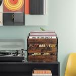 DOLALIKE Vinyl Record Storage, Vintage Wood Album Holder with Dividers for 100+ Records, Box Case Crate for Books, Magazines, Organizer (Classic Cube)