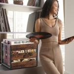 DOLALIKE Vinyl Record Storage, Vintage Wood Album Holder with Dividers for 100+ Records, Box Case Crate for Books, Magazines, Organizer (Classic Cube)