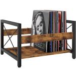ELITEROO Vinyl Record Holder, Wooden Record Crate Fits 7” -12” Records, Vinyl Shelf Holds up to 50-100 Albums, DVDs, CDs or Files Wood Book Storage Stand Desktop Organizer Box, Rustic Brown
