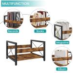 ELITEROO Vinyl Record Holder, Wooden Record Crate Fits 7” -12” Records, Vinyl Shelf Holds up to 50-100 Albums, DVDs, CDs or Files Wood Book Storage Stand Desktop Organizer Box, Rustic Brown