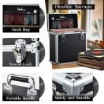 Vinyl Record Storage Case LP Album Collection Display Box Aluminium Water Resistant Vinyl Record Organizer Storage Holds 30+ Valuable Records 7/10/12 Inch Collapsible Storage Crate with Mesh Bag Black