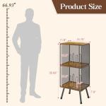 X-cosrack 3-Tier Record Player Stand, Turntable Stand with Storage up to 200 Albums, Corner Vinyl Record Holder with Adjustable Divider, Mid-Century Record Table Vinyl Storage for Bedroom Living Room