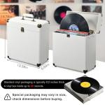 Costravio Vinyl Record Storage Record Holder Display Box Album Storage Moving Boxes Holds 30+ Valuable Records 7/10/12 Inch Record Crates Vinyl Organizer for Journey White