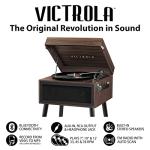 Victrola Liberty – Bluetooth Record Player – 5-in-1 Turntable with Vinyl Stream, FM Radio, USB Playback, Built-in Speakers, Use as Stand or Tabletop Player (Espresso)