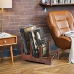 QILICHZ Records Holder,3-Tier Vinyl Record Storage,60LP's Vinyl Record Holder Stand,Wood Album Storage for Vinyls Records Album Book Magazine File