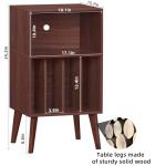 Lerliuo Record Player Stand, Walnut Turntable Stand Holds up to 160 Albums, Mid-Century Vinyl Storage Cabinet Table with Solid Wood Legs, Record Player Holder Dispaly Shelf for Bedroom Living Room
