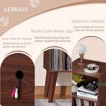 Lerliuo Record Player Stand, Walnut Turntable Stand Holds up to 160 Albums, Mid-Century Vinyl Storage Cabinet Table with Solid Wood Legs, Record Player Holder Dispaly Shelf for Bedroom Living Room