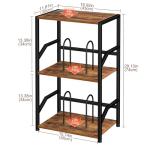 LOAKEKEL Record Player Stand, Vinyl Record Storage Up to 200 Albums, 3 Tier End Table with Removable Dividers, Tall Side Table for Living Room, Bedroom, Rustic Brown, HETCD010BR-1