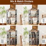 LOAKEKEL Record Player Stand, Vinyl Record Storage Up to 200 Albums, 3 Tier End Table with Removable Dividers, Tall Side Table for Living Room, Bedroom, Rustic Brown, HETCD010BR-1