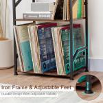 LOAKEKEL Record Player Stand, Vinyl Record Storage Up to 200 Albums, 3 Tier End Table with Removable Dividers, Tall Side Table for Living Room, Bedroom, Rustic Brown, HETCD010BR-1