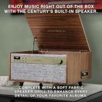 Victrola Century 6-in-1 Vinyl Record Player & Music Center – 3-Speed Turntable, CD & Cassette Player, VINYLSTREAM, Bluetooth & 3.5mm Aux, Record Player with Speakers, Mid Century Design (Walnut)