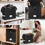 IBVIVIC Fireproof Vinyl Record Storage Box, Record Storage Organizer with Lock Fireproof Record Case for 50+ 7/10/12 Inch Single Vinyl Records Large Capacity File Storage Organizer, Small