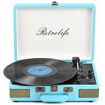 Record Player 3 Speed Bluetooth Portable Suitcase Vinyl Player with Built-in Speakers Turntable Enhanced Audio Sound PU Leather Vintage