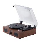 Amazon Basics Desktop Vinyl Record Player Turntable with Bluetooth Playback, Built-in Speakers, 3-Speed, Wireless Playback, Black