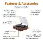 Amazon Basics Desktop Vinyl Record Player Turntable with Bluetooth Playback, Built-in Speakers, 3-Speed, Wireless Playback, Black