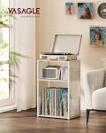 VASAGLE Record Player Stand, 3-Tier Side Table, Vinyl Record Storage up to 100 Albums, End Table for Living Room, Bedroom, Rustic White ULET275W01