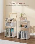 VASAGLE Record Player Stand, 3-Tier Side Table, Vinyl Record Storage up to 100 Albums, End Table for Living Room, Bedroom, Rustic White ULET275W01