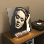 KORRTFID Now Playing Vinyl Record Stand, Light Up Vinyl Record Display Stand, Holder for Album Display Storage, Warm White Light with Fingerprint-Proof Acrylic Letters (Silver letters)