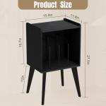 Gannyfer Record Player Stand – Minimalist Vinyl Record Storage Holds Up to 160 Albums, Mid-Century Record Holder Display Shelf with Wood Legs, Turntable Cabinet for Living Room, Bedroom (Black)