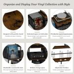 Large Vintage Record Player Table with 4 Adjustable Dividers, Vinyl Record Storage Cabinet for Up to 350 Albums, Medieval Turntable Stand for Living Room, Bedroom (Patent Pending)