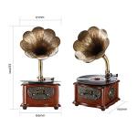 LuguLake Record Player Retro Turntable All in One Vintage Phonograph Nostalgic Gramophone for LP with Copper Horn, Built-in Speaker 3.5mm Aux-in/USB