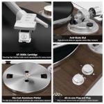 Turntable Record Player Wireless Output Vinyl Players Aluminium Platter Carbon Fiber Tonearm Belt-Drive LP 33 45 RPM Phono Audio AT-3600L MM Cartridge RCA Line Anti-Skate Pitch Control Dark Brown