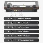 Turntable Record Player Wireless Output Vinyl Players Aluminium Platter Carbon Fiber Tonearm Belt-Drive LP 33 45 RPM Phono Audio AT-3600L MM Cartridge RCA Line Anti-Skate Pitch Control Dark Brown