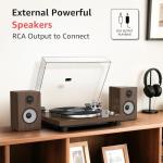 Turntable Record Player Wireless Output Vinyl Players Aluminium Platter Carbon Fiber Tonearm Belt-Drive LP 33 45 RPM Phono Audio AT-3600L MM Cartridge RCA Line Anti-Skate Pitch Control Dark Brown