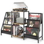 Record Player Stand with Vinyl Storage, Record Player Table with Vinyl Record Storage Up to 280 Albums, Turnta ble Stand with Record Holder Display Shelf, Record Cabinet for Media Stereo Audio