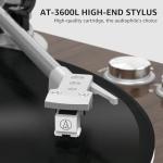 Turntable Record Player Wireless Output Vinyl Players Aluminium Platter Carbon Fiber Tonearm Belt-Drive LP 33 45 RPM Phono Audio AT-3600L MM Cartridge RCA Line Anti-Skate Pitch Control Dark Brown