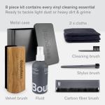 Boundless Audio Vinyl Record Cleaning Kit - 8-in-1 Vinyl Cleaner Kit Includes Carbon Fiber & Velvet Record Brushes, Stylus Brush, Cleaning Solution, Microfiber Cloths & Metal Case