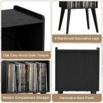 Gannyfer Record Player Stand – Minimalist Vinyl Record Storage Holds Up to 160 Albums, Mid-Century Record Holder Display Shelf with Wood Legs, Turntable Cabinet for Living Room, Bedroom (Black)