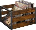 YINMIT Vinyl Record Storage, Large LP Vinyl Record Storage Crate, Metal & Wooden Record Holder, Cube Record Organizer Box, Holds up to 80+ Records